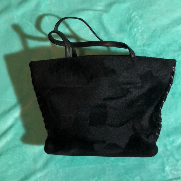 RARE VINTAGE FAUX LEATHER AND FUR BAG - Picture 1 of 8